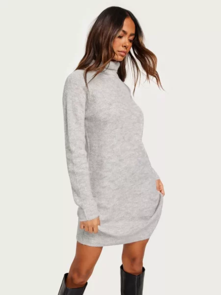 Womens Knitted Dress in Grey - Nelly GOOFASH