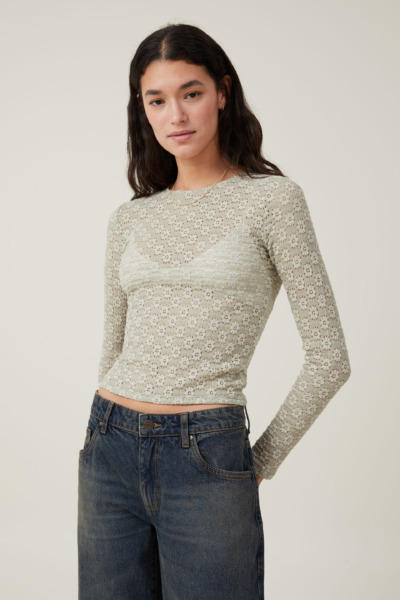 Women's Long Sleeve Top in Green at Cotton On GOOFASH