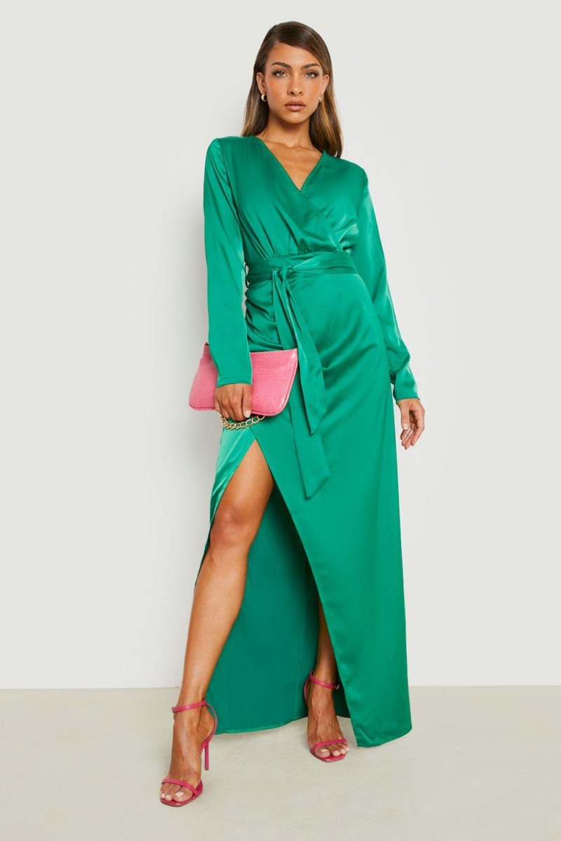 Women's Maxi Dress Green - Boohoo GOOFASH