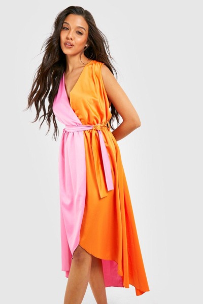 Women's Orange Midi Dress Boohoo GOOFASH