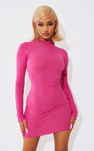 Womens Pink Bodycon Dress - PrettyLittleThing GOOFASH