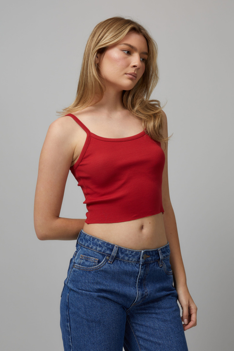 Womens Red Cropped Tank Top Factorie - Cotton On GOOFASH