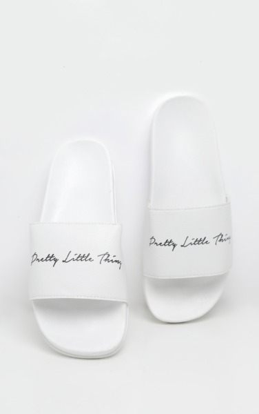 Womens Sliders in White at PrettyLittleThing GOOFASH