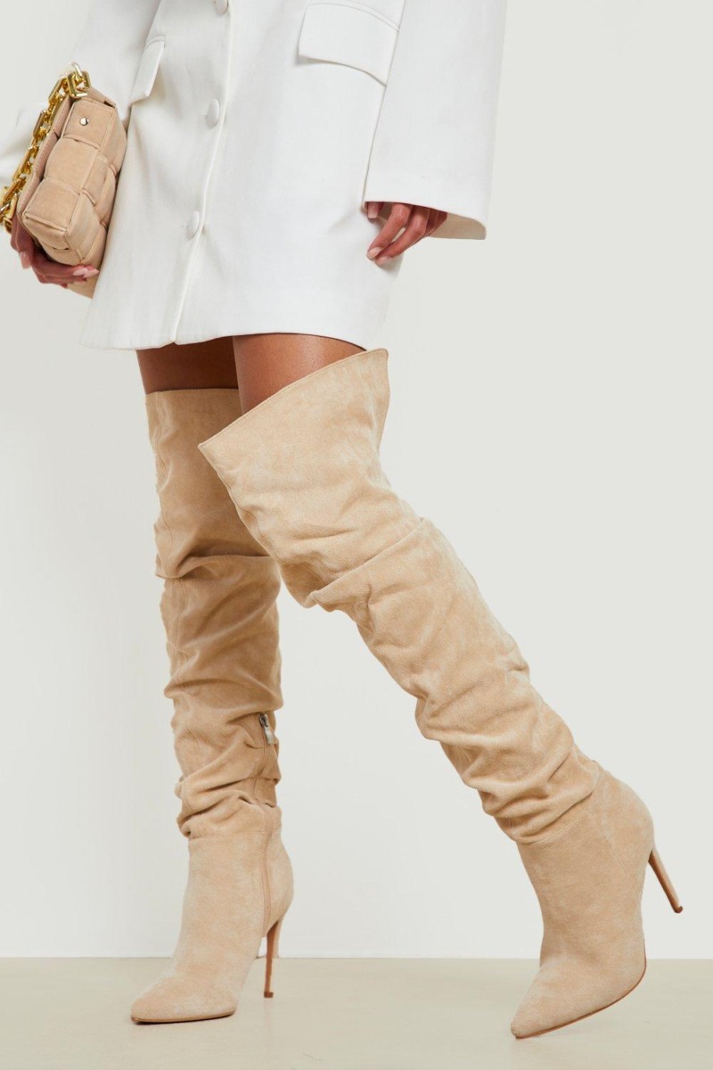 Women's Stiletto Boots Beige from Boohoo GOOFASH