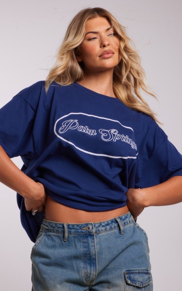 Women's T-Shirt Blue PrettyLittleThing GOOFASH