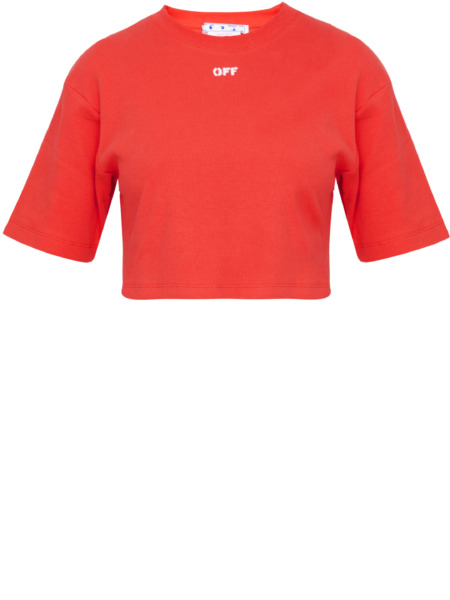 Womens T-Shirt Red Leam Off White GOOFASH