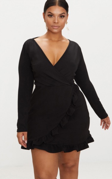 Wrap Dress in Black for Women from PrettyLittleThing GOOFASH