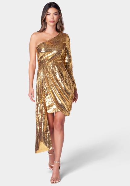 Bebe Ladies Dress in Gold GOOFASH