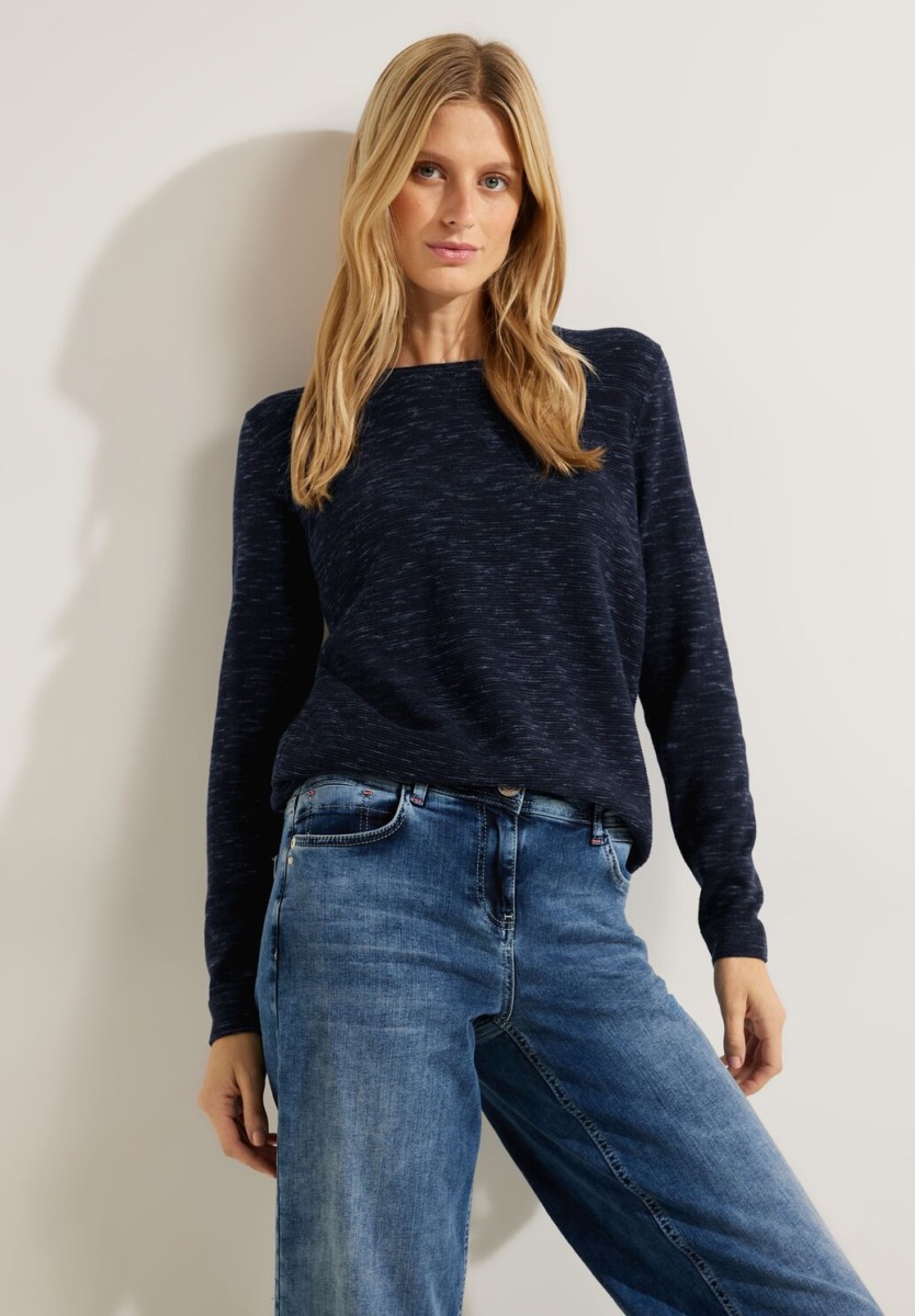 Blue Knitted Sweater - Cecil GOOFASH