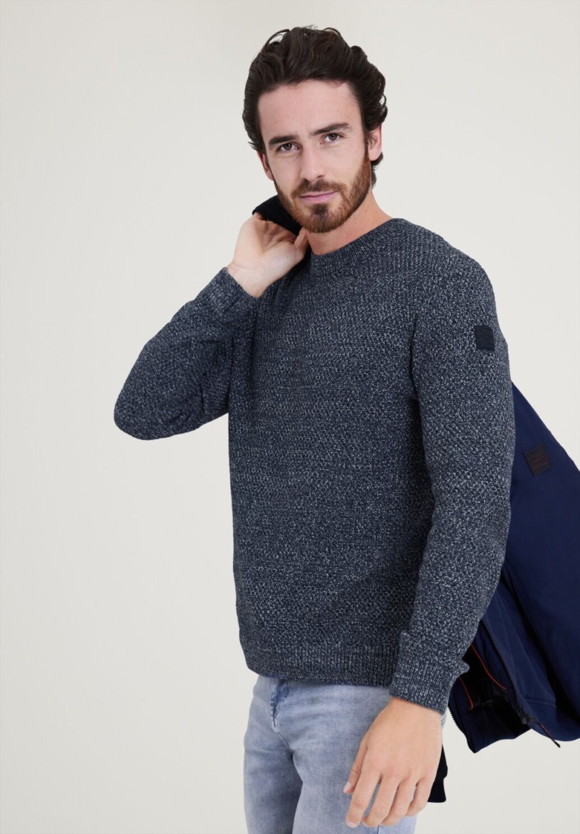 Blue Knitted Sweater from Street One GOOFASH