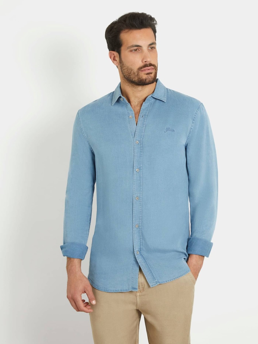 Blue Shirt for Man from Guess GOOFASH