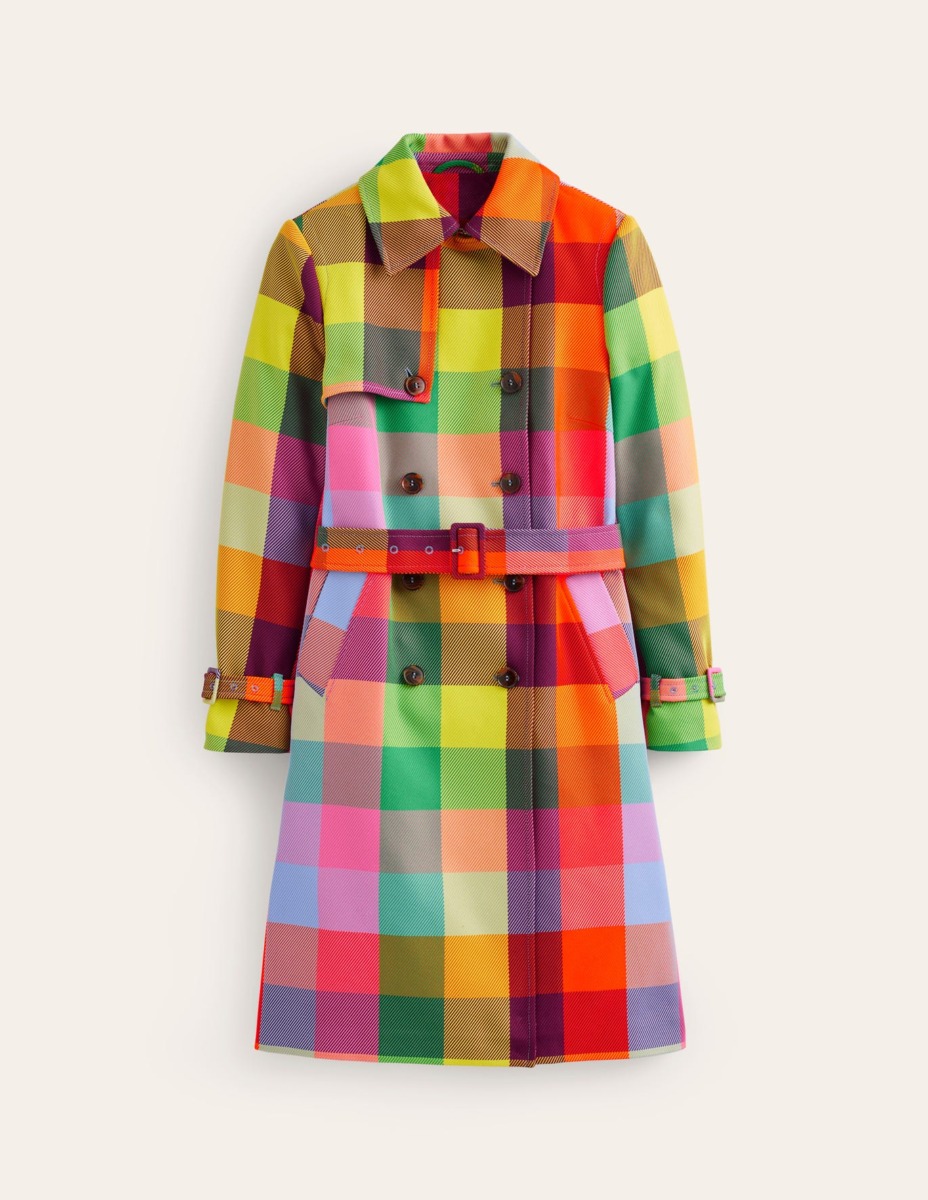 Boden - Trench Coat in Checked GOOFASH