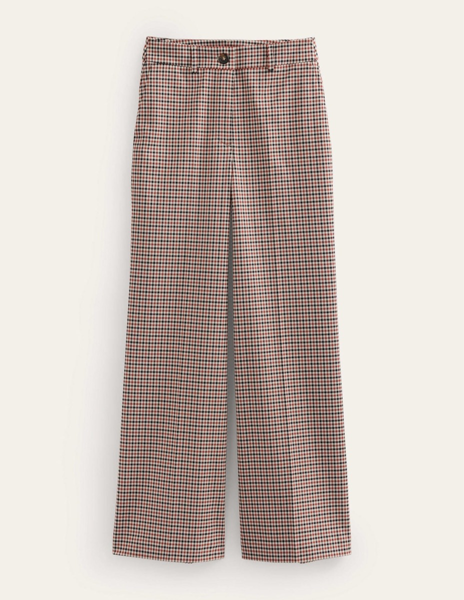 Boden - Woman Checked Wide Leg Trousers GOOFASH