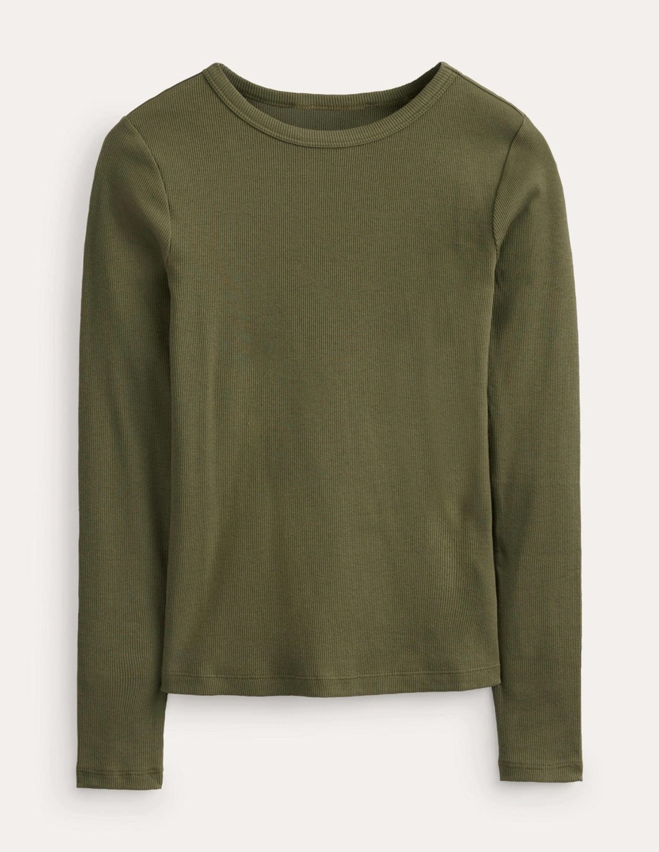 Boden Woman Long Sleeve Top in Green GOOFASH