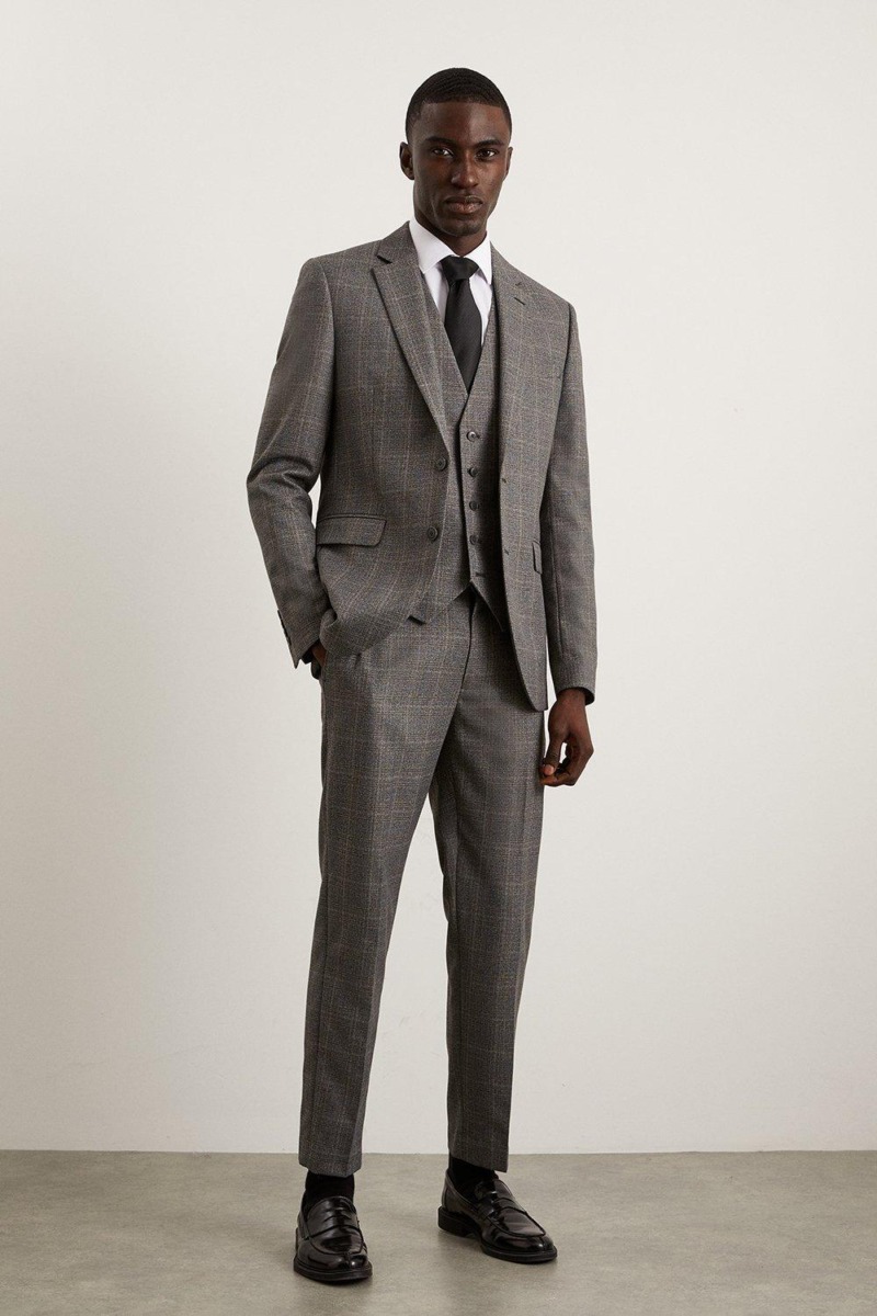 Burton Grey Men's Suit Trousers GOOFASH