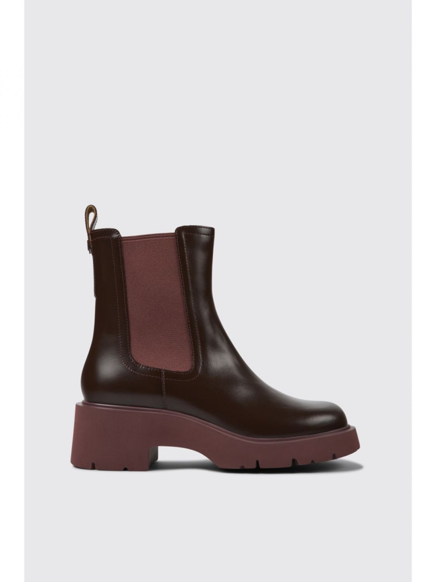 Camper Flat Boots in Burgundy for Woman from Giglio GOOFASH