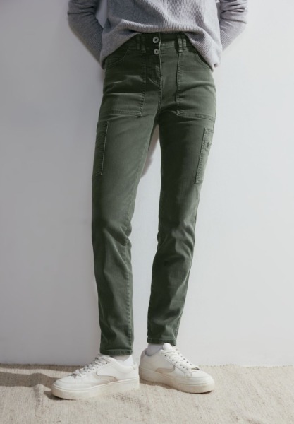 Cecil - Ladies Cargo Trousers Green GOOFASH