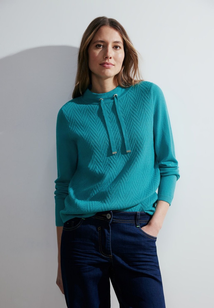 Cecil - Turquoise - Women Knitted Sweater GOOFASH