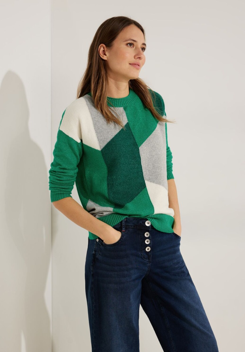Cecil - Women Green Knitted Sweater GOOFASH
