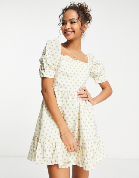 Charlie Holiday Smock Dress Ivory for Woman by Asos GOOFASH