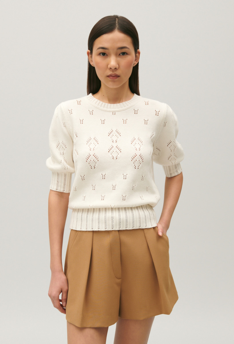 Claudie Pierlot Knitted Sweater Cream GOOFASH