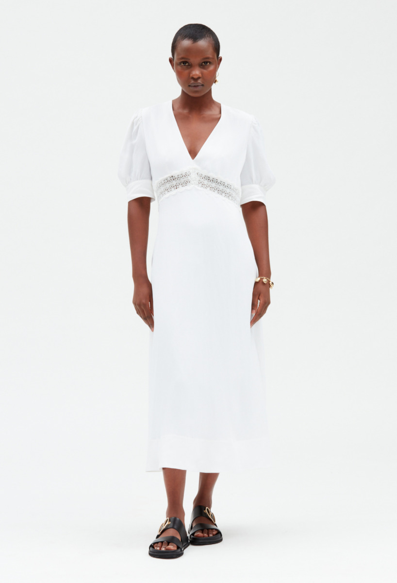 Claudie Pierlot Ladies White Midi Dress GOOFASH