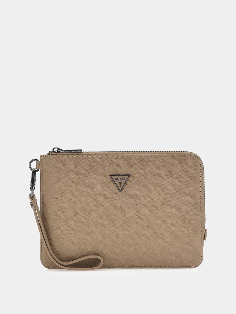Clutches Brown for Man from Guess GOOFASH