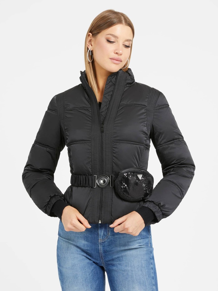 Down Jacket Black by Guess GOOFASH