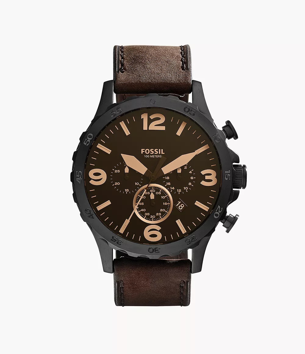 Gents Chronograph Watch in Brown Fossil GOOFASH