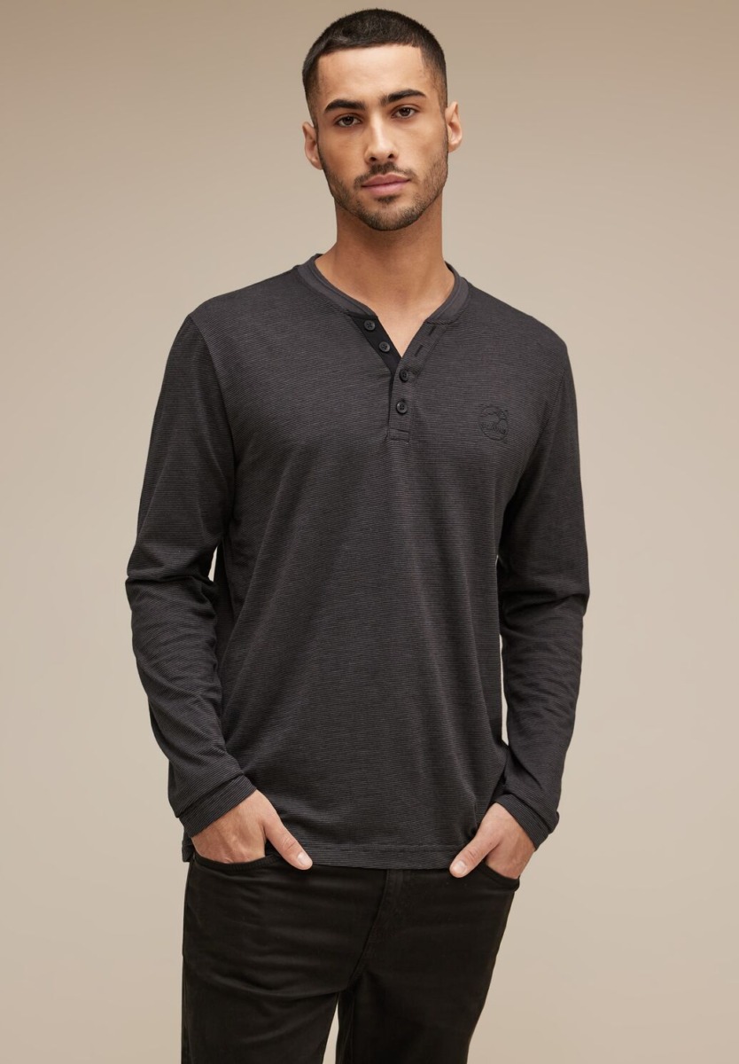 Gents Henley T-Shirts Black from Street One GOOFASH