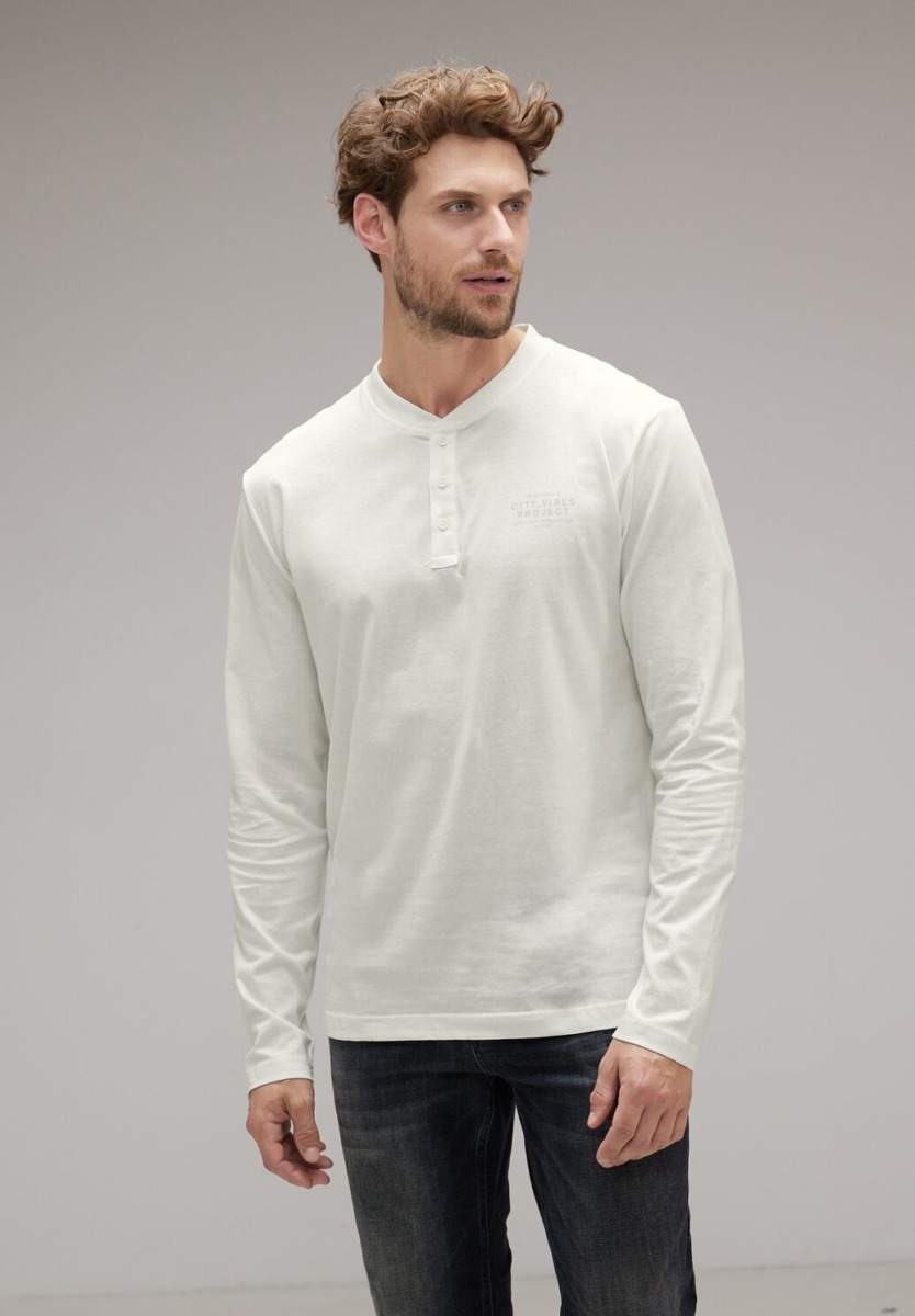 Gents Henley T-Shirts in White at Street One GOOFASH