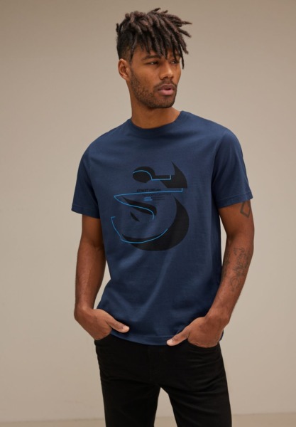 Gents T-Shirt Blue from Street One GOOFASH