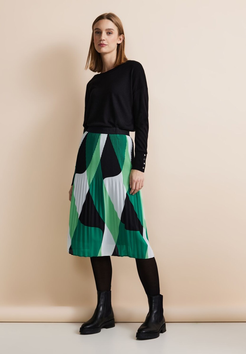 Green Pleated Skirt for Women at Street One GOOFASH