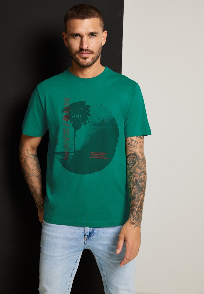 Green T-Shirt for Man by Street One GOOFASH