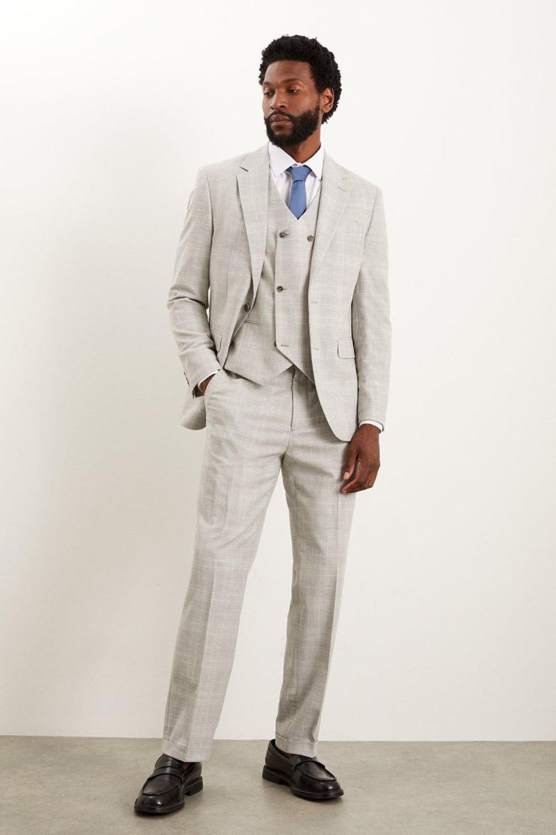 Grey Mens Suit Trousers Burton GOOFASH