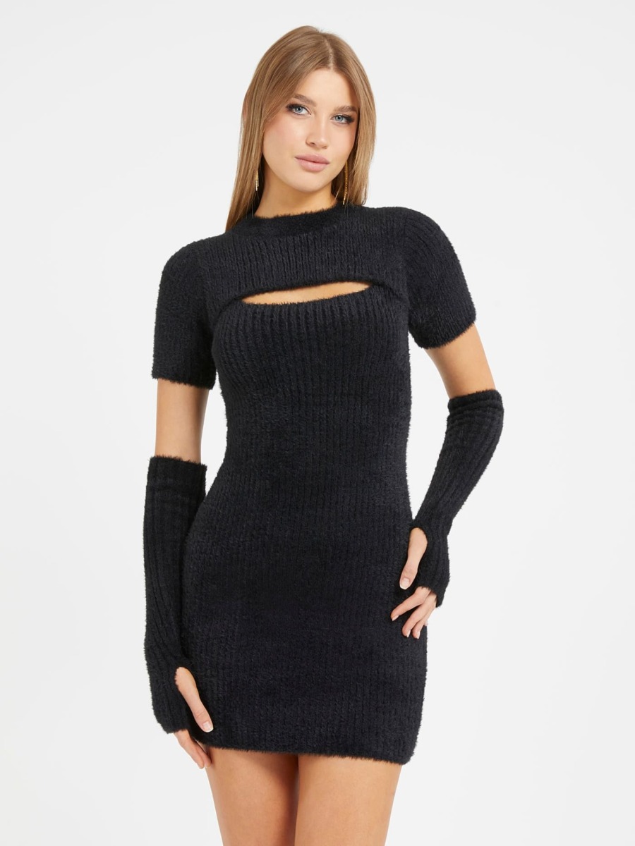 Guess Ladies Black Sweater Dress GOOFASH