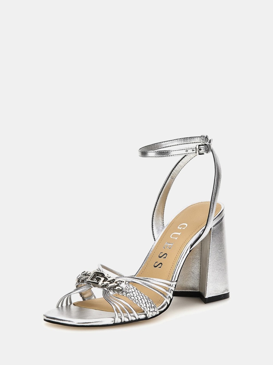 Guess Ladies Silver Sandals GOOFASH