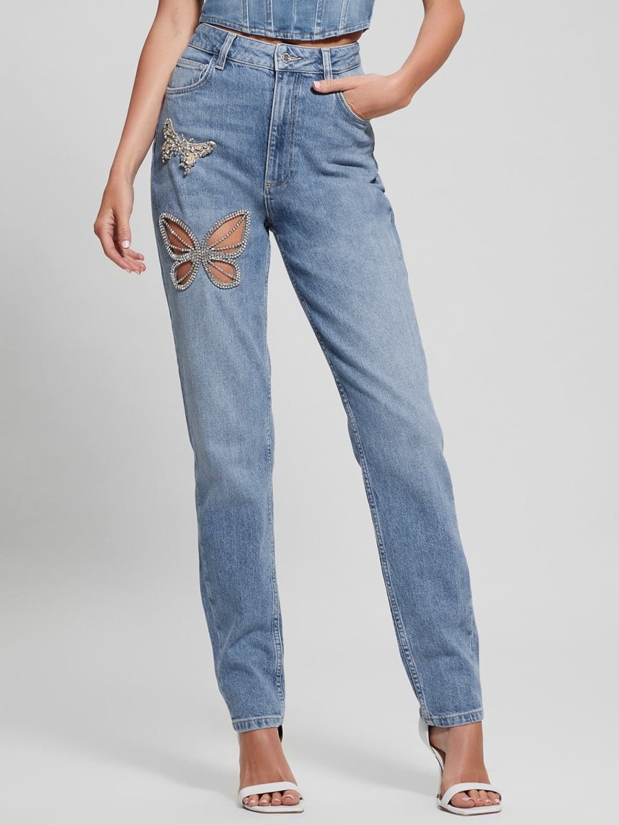 Guess - Women's Mom Jeans - Blue GOOFASH