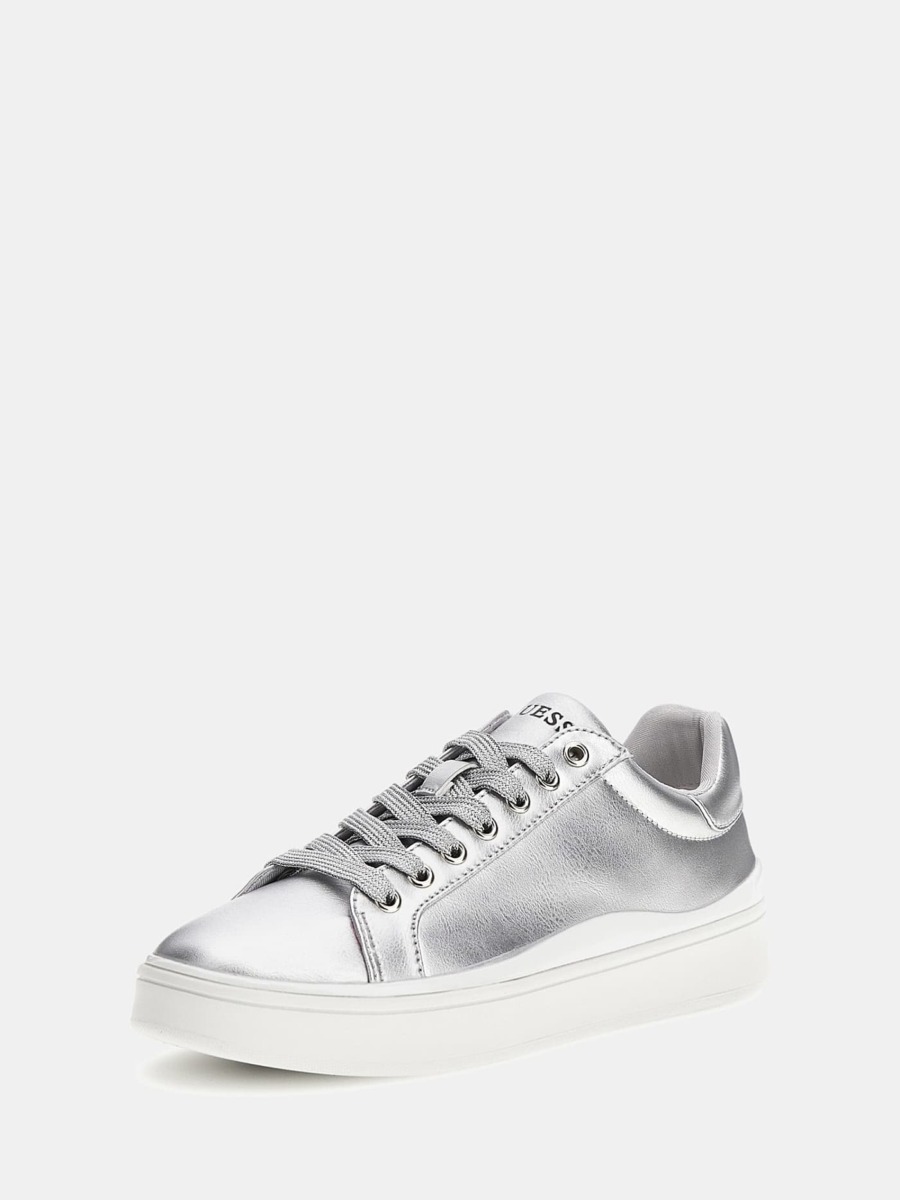 Guess Womens Silver Sneakers GOOFASH