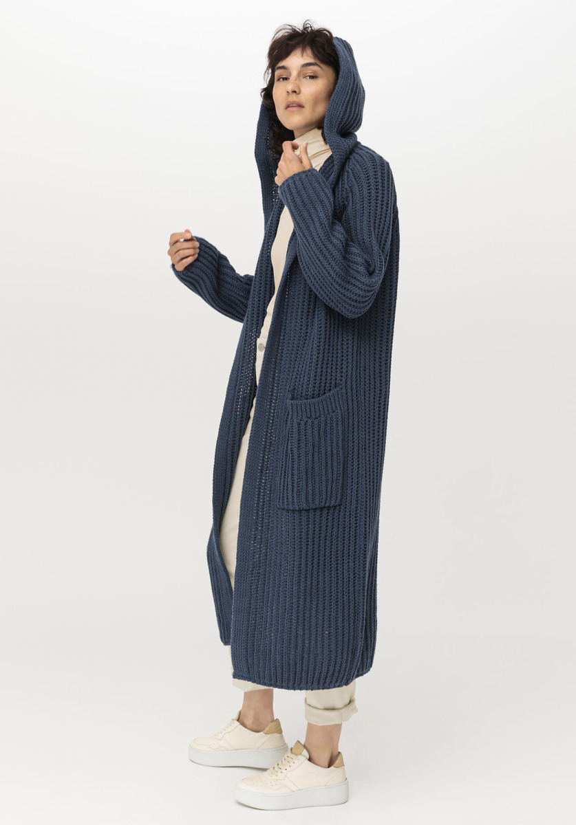 Hessnatur - Blue Knitted Coat - Women GOOFASH