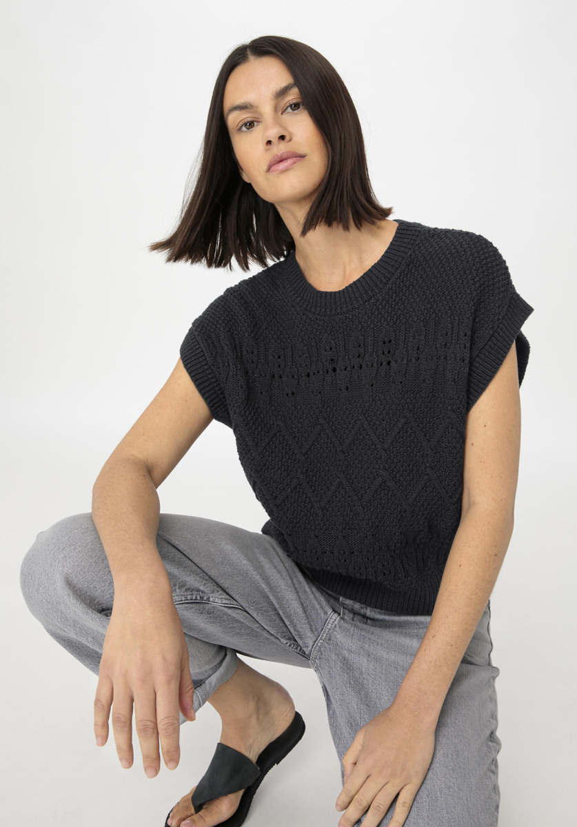 Hessnatur Womens Knitted Sweater in Black GOOFASH
