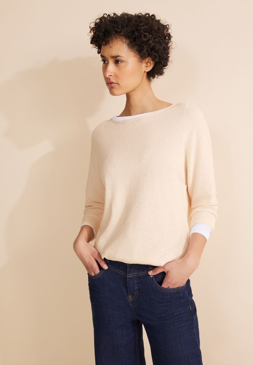 Knit Shirt in White for Woman by Street One GOOFASH