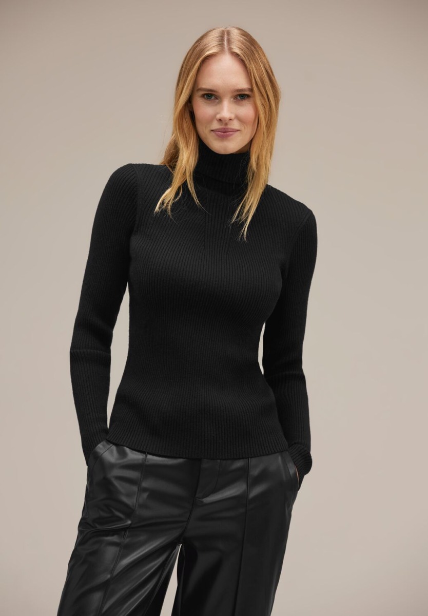 Knitted Sweater Black at Street One GOOFASH