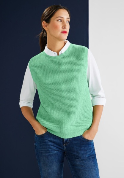 Knitted Sweater - Green - Street One GOOFASH