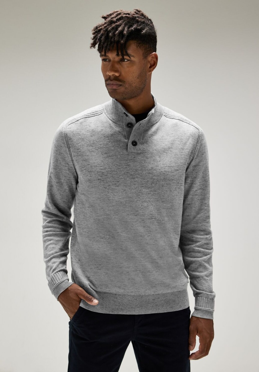 Knitted Sweater Grey - Men - Street One GOOFASH