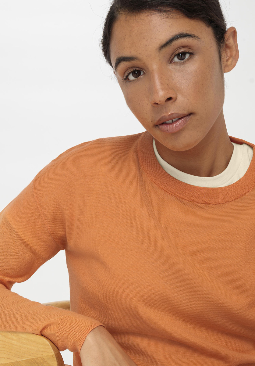 Knitted Sweater in Orange - Hessnatur GOOFASH