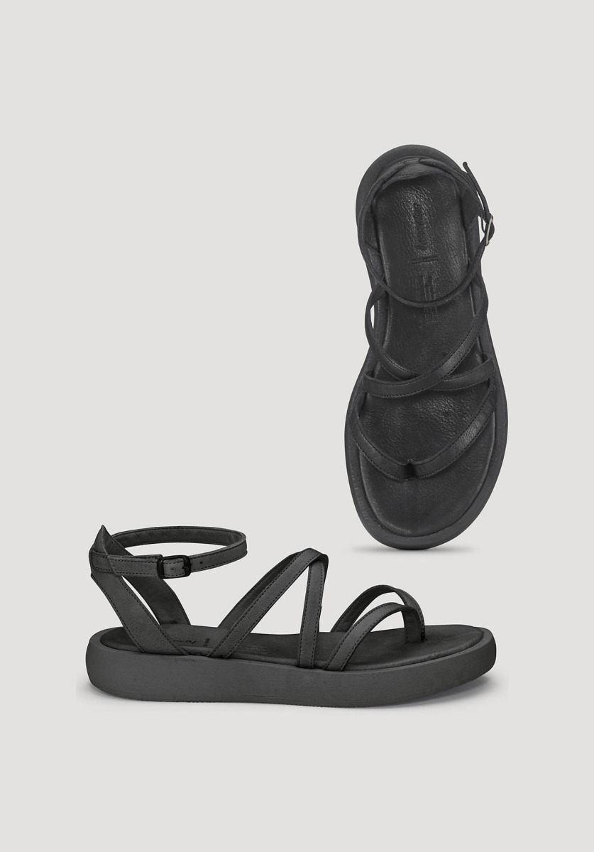 Ladies Black Sandals - Hessnatur GOOFASH