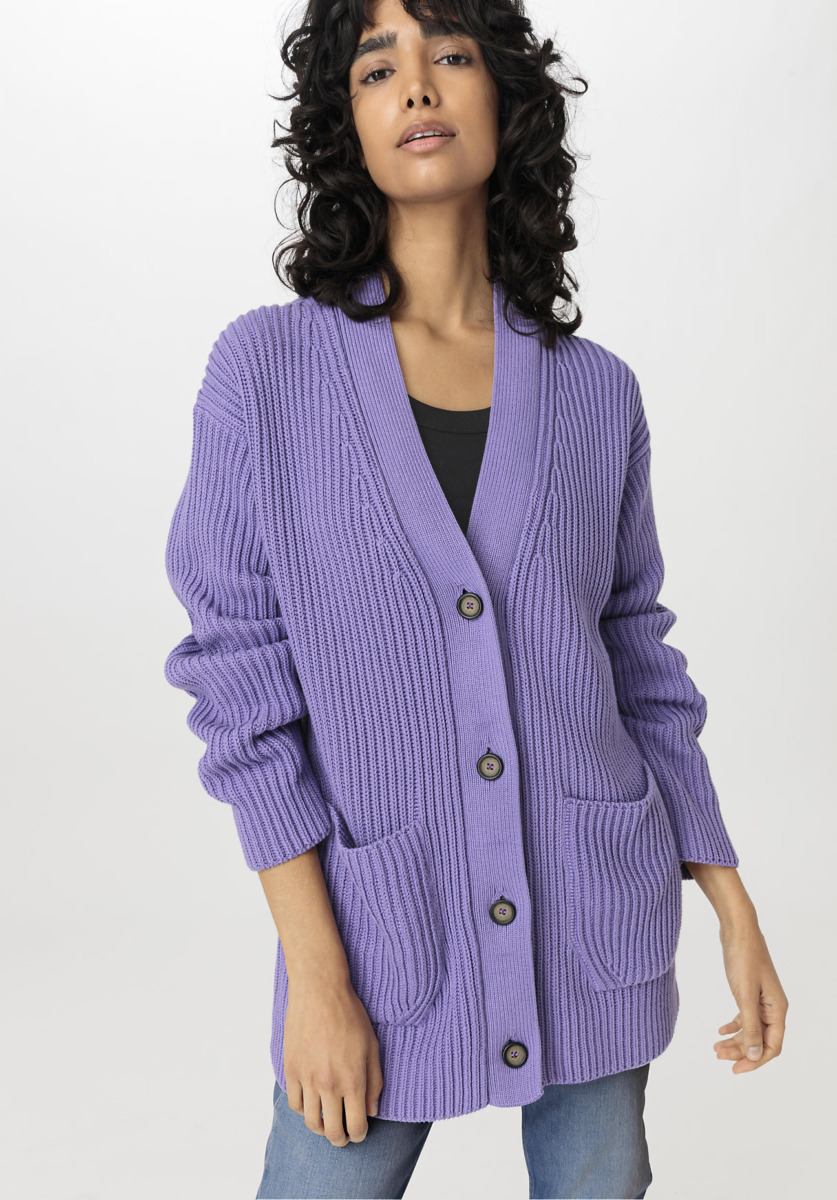 Ladies Cardigan in Purple - Hessnatur GOOFASH