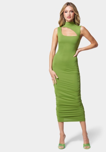 Ladies Green Midi Dress Bebe GOOFASH