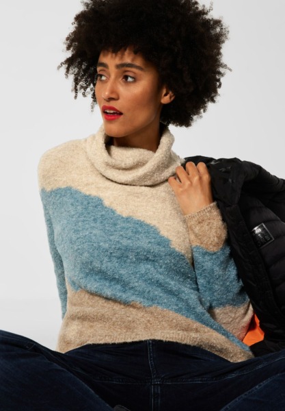 Ladies Knitted Sweater in Turquoise - Street One GOOFASH